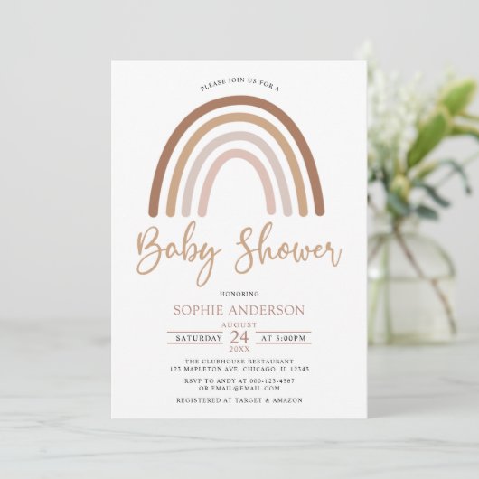 Pastel Muted Tones Boho Rainbow Baby shower Kaart (Staand voorkant)