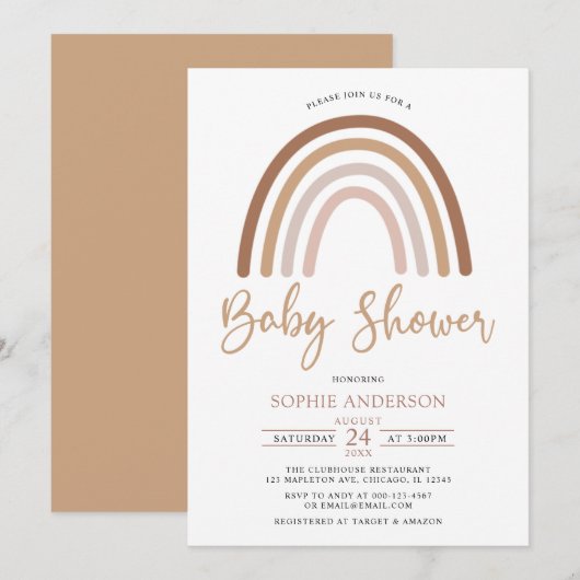 Pastel Muted Tones Boho Rainbow Baby shower Kaart (Voorkant / Achterkant)