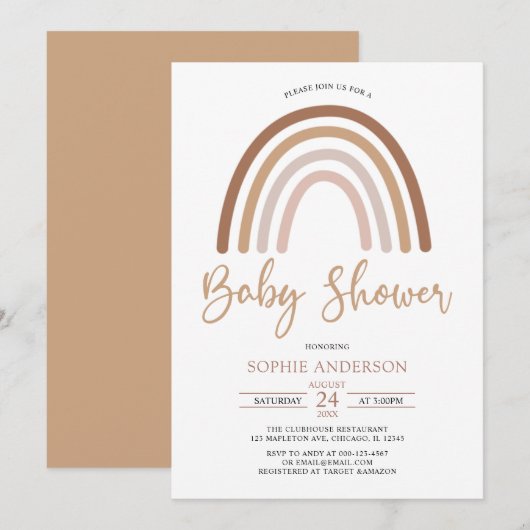 Pastel Muted Tones Boho Rainbow Baby shower Kaart (Voorkant / Achterkant)