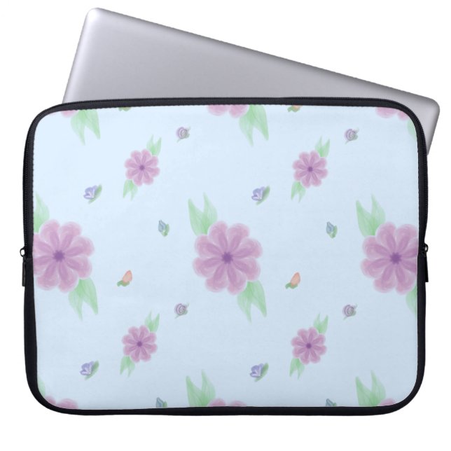 Pastel muzieknoot neopreen laptophoes 15" laptop sleeve (Voorkant)
