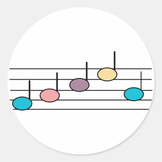Pastel Muzieknote Sticker (Voorkant)