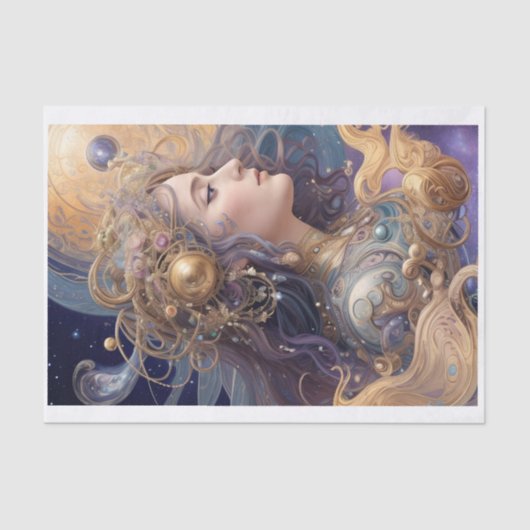 Pastel Mystieke Vrouw Decoupage Tissue Papier (Voorkant)