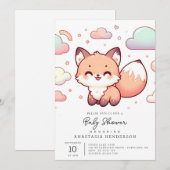 Pastel Mythical Fox Baby shower Kaart (Voorkant / Achterkant)
