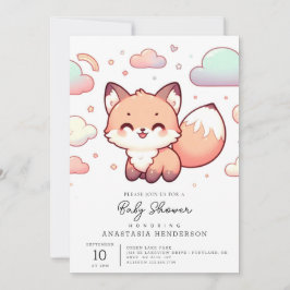 Pastel Mythical Fox Baby shower Kaart