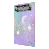 Pastel nachtelijke hemel gloeiende maan ster glitt mini klembord (Angled2)