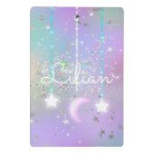 Pastel nachtelijke hemel gloeiende maan ster glitt mini klembord (Achterkant)