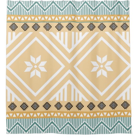 Pastel Native Fabric Seamless Pattern, Thai Nativ Douchegordijn (Voorkant)