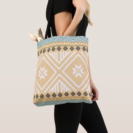 Pastel Native Fabric Seamless Pattern, Thai Nativ Tote Bag (Dichtbij)