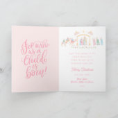 Pastel Nativity Baby Jesus in a Manger  Kaart (Binnen)