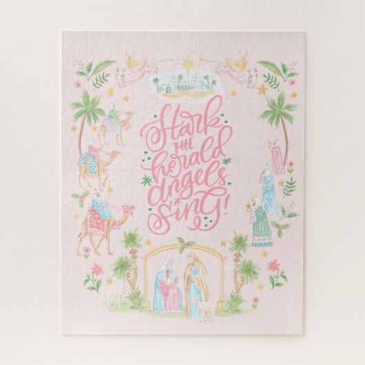 Pastel Nativity Folded Christmas Card Legpuzzel (Verticaal)