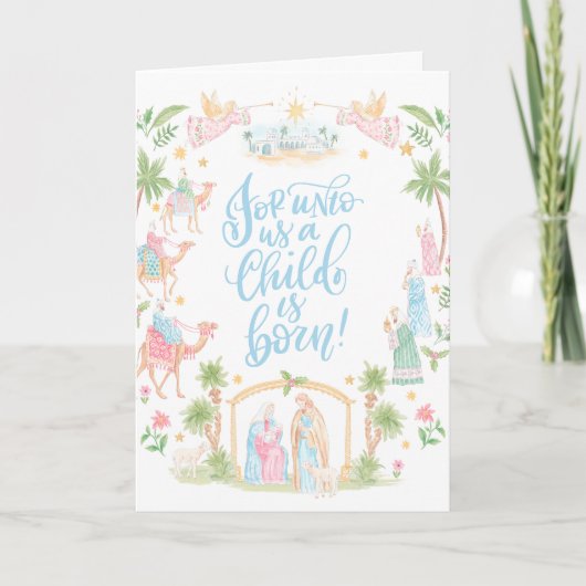 Pastel Nativity Folded Photo Card Kaart (Voorkant)