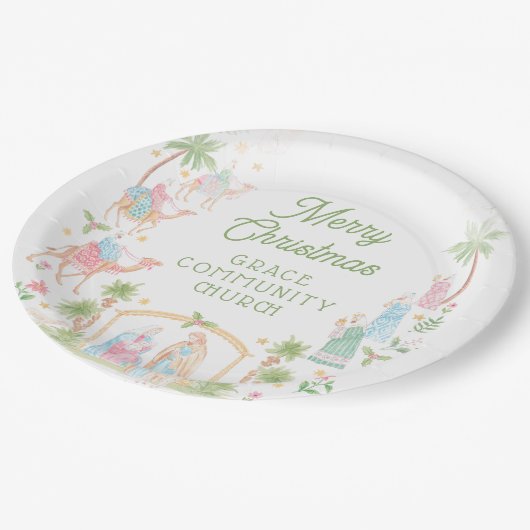 Pastel Nativity Frame Papieren Bordje (Gekanteld)