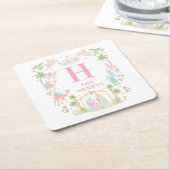 Pastel Nativity Monogram Kartonnen Onderzetters (Schuin)