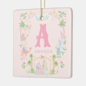 Pastel Nativity Monogram Keramisch Ornament (Links)