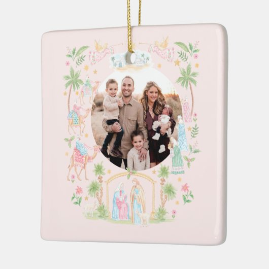 Pastel Nativity Photo Keramisch Ornament (Links)