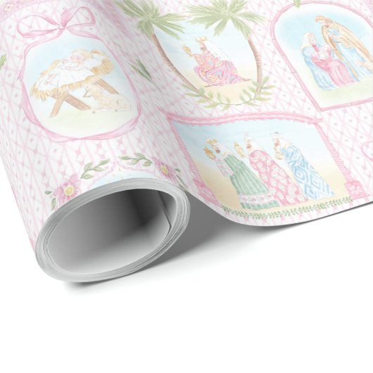 Pastel Nativity Scenes Cadeaupapier (Rol Hoek)