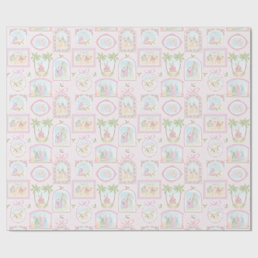 Pastel Nativity Scenes Cadeaupapier (Vlak)
