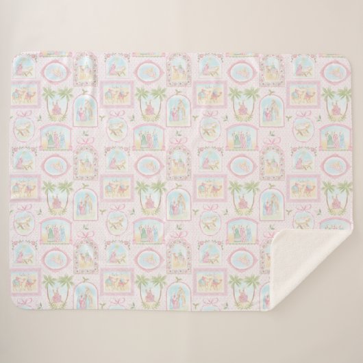 Pastel Nativity Scenes Sherpa Deken (Voorkant (horizontaal))