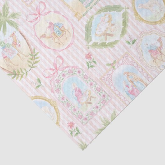Pastel Nativity Scenes Striped Tissuepapier (Detail)