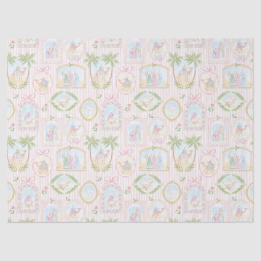 Pastel Nativity Scenes Striped Tissuepapier (Voorkant)