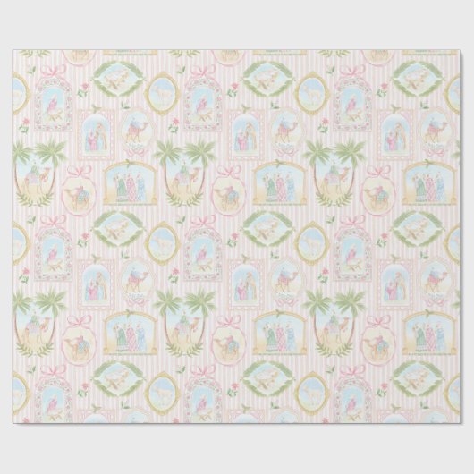 Pastel Nativity Scenes with Stripes Cadeaupapier (Vlak)