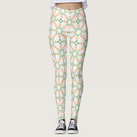 Pastel Nature-Inspired Printed Fashion Leggings (Voorkant)