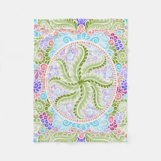 Pastel Natuur Mandala Art Fleece Deken (Voorkant)