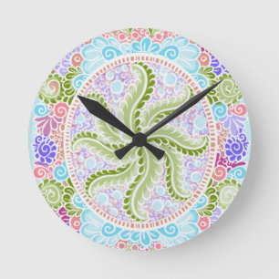 Pastel Natuur Mandala Art Ronde Klok