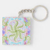 Pastel Natuur Mandala Art Sleutelhanger (Achterkant)