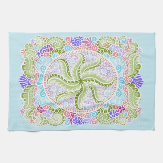 Pastel Natuur Mandala Art Theedoek (Horizontaal)