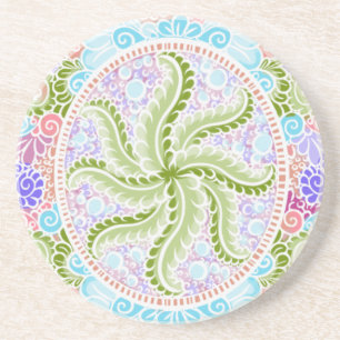 Pastel Natuur Mandala Art Zandsteen Onderzetter