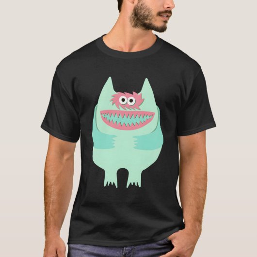 Pastel Nauga Gevulde Dier Monster Throwback T-shirt (Voorkant)