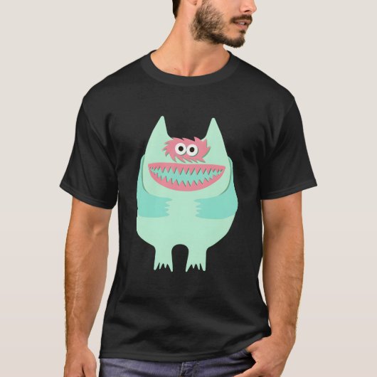 Pastel Nauga Gevulde Dier Monster Throwback T-shirt (Voorkant)