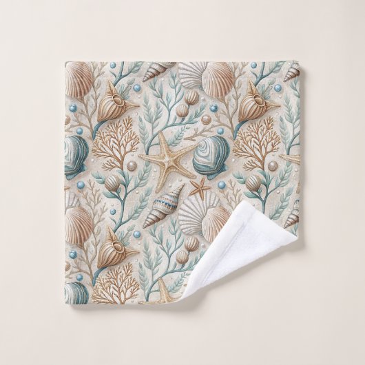 Pastel Nautical Towel Light Brown Seaside Touch Bad Handdoek (Wasdoekje)