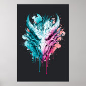 Pastel Neon Draak Spatposter Poster (Voorkant)