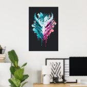 Pastel Neon Draak Spatposter Poster (Thuiskantoor)