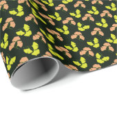 Pastel-Neon Ginko Leaves on Black Background Cadeaupapier (Rol Hoek)