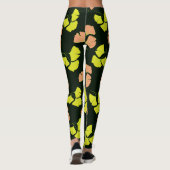 Pastel-Neon Ginko Leaves on Black Background Leggings (Achterkant)