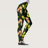 Pastel-Neon Ginko Leaves on Black Background Leggings (Rechts)