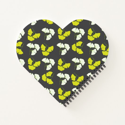 Pastel-Neon Ginko Leaves on Black Background Notitieboek (Achterkant)