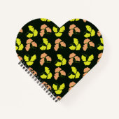 Pastel-Neon Ginko Leaves on Black Background Notitieboek (Voorkant)