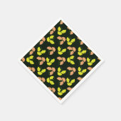 Pastel-Neon Ginko Leaves on Black Background Servet (Hoek)