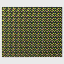Pastel-Neon Ginkobladeren op Zwarte Achtergrond Cadeaupapier