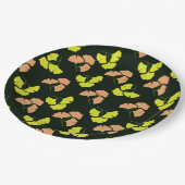 Pastel-Neon Ginkobladeren op Zwarte Achtergrond Papieren Bordje (Gekanteld)