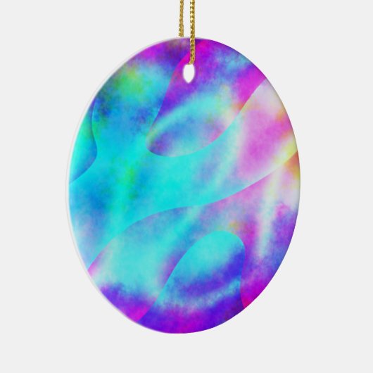 Pastel Neon Rainbow Gradient Art Keramisch Ornament (Rechts)