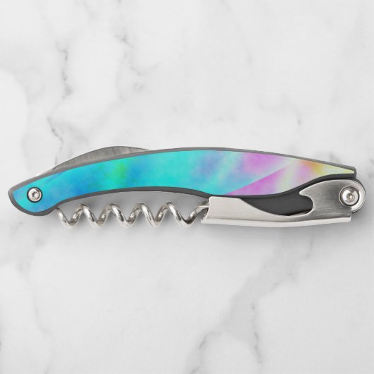 Pastel Neon Rainbow Gradient Art Kurkentrekker (Achterkant)