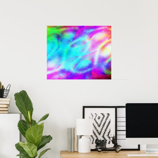 Pastel Neon Rainbow Gradient Art Poster (Thuiskantoor)