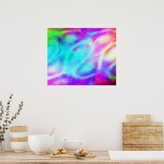 Pastel Neon Rainbow Gradient Art Poster (Keuken)