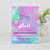 Pastel Neon Roller Schaatsen Verjaardagsfeest Kaart (Staand voorkant)