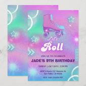 Pastel Neon Roller Schaatsen Verjaardagsfeest Kaart (Voorkant / Achterkant)